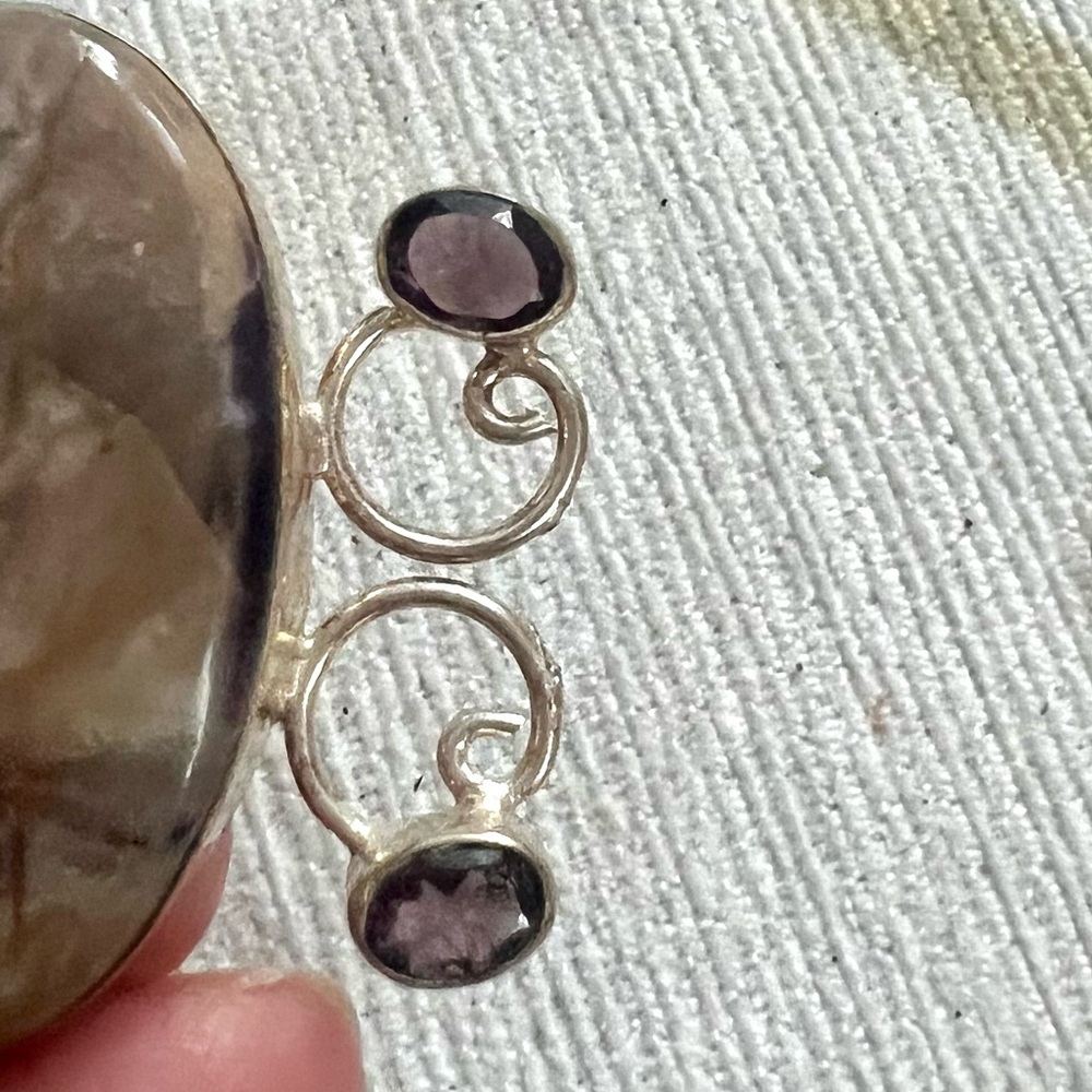 Jasper and Amethyst & Silver Pendant - Picture 3 of 6